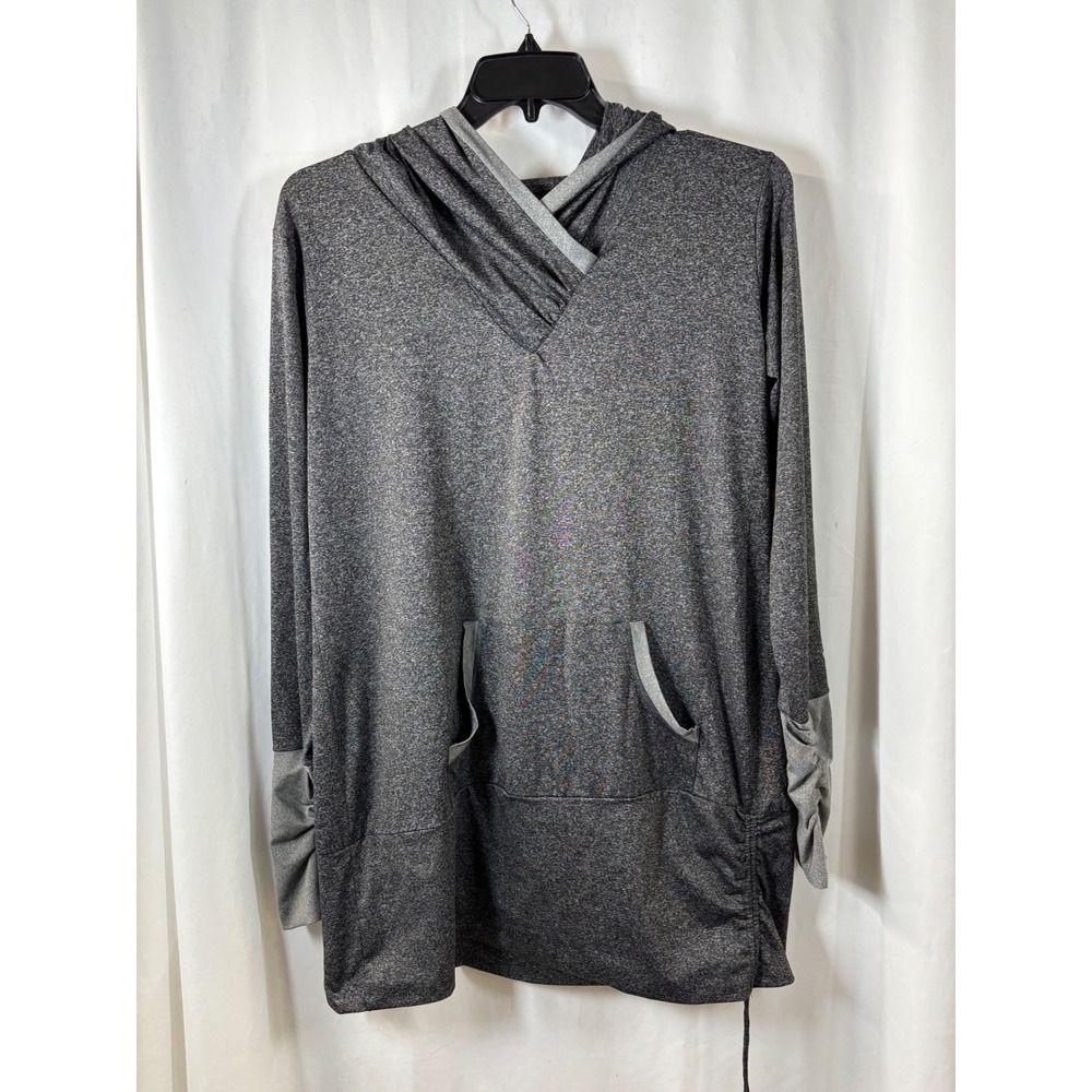 Maurices In Motion Womens XXL‎ Gray Space Dye Crossover Hoodie Tunic Activewear